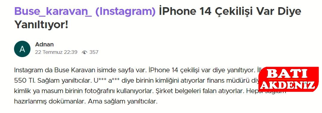 Buse Karavan Çekiliş Yalanı