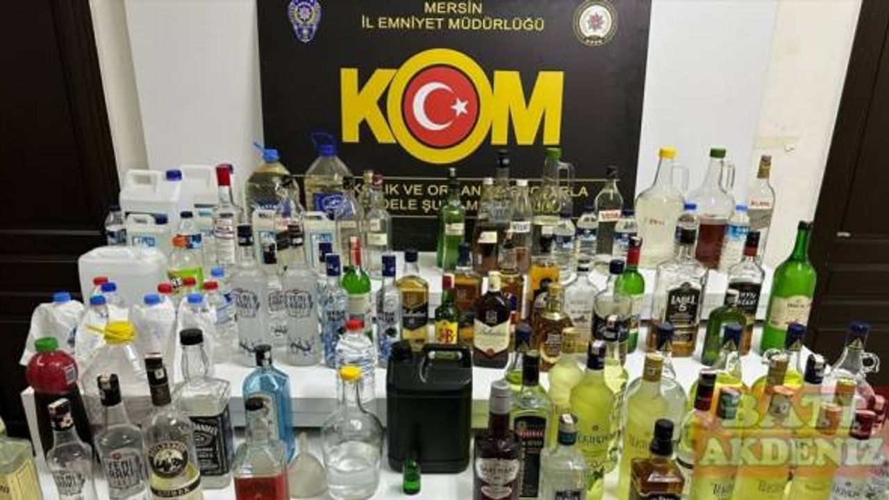Mersin'de 69,5 litre sahte içki ile 12 litre kaçak etil alkol ele geçirildi