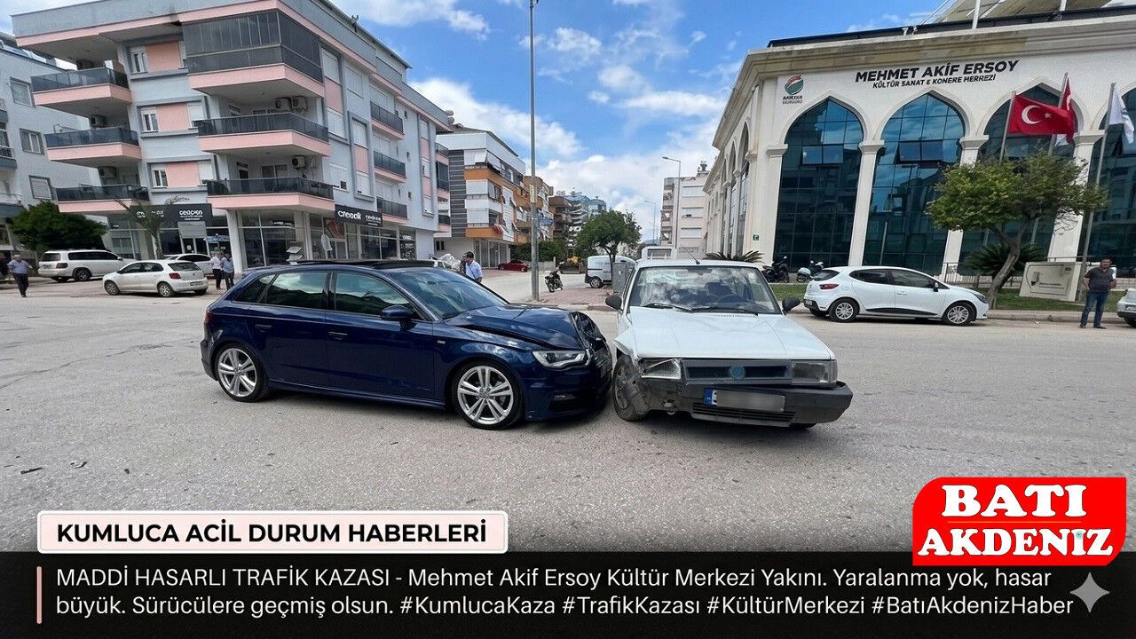 Kumluca'da maddi hasarlı kaza!
