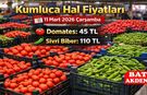 Kumluca Hal Fiyatları 11 Mart 2026 Çarşamba: Domates 45 TL, Sivri Biber 110 TL