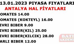 13 Ocak 2023 Cuma Antalya Hal Fiyatları