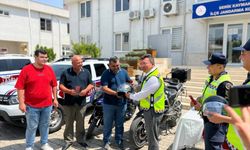 Serik'te motosiklet sürücülerine kask dağıtıldı