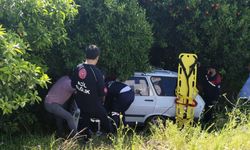 Adana'da narenciye bahçesine devrilen otomobildeki 4 kişi yaralandı