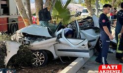 Antalya'da ağaca çarpan otomobilin sürücüsü öldü