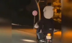 Alanya'da motosikletle tehlikeli yolculuk kamerada