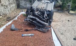 Evin bahçesine düşen otomobilin sürücüsü yaralandı