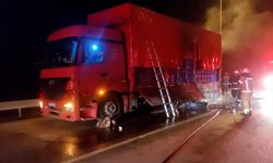 Domates yüklü kamyonda çıkan yangın söndürüldü