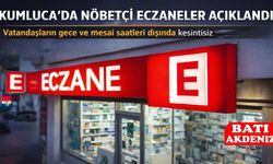 Kumluca’da Nöbetçi Eczaneler Açıklandı