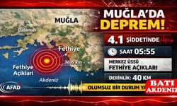 Muğla’da 4.1 Büyüklüğünde Deprem