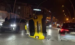 Düzce'de ticari taksi devrildi!