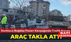 Kumluca Buğday Pazarı Kavşağında Trafik Kazası: Araç Takla Attı