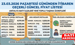Antalya Batı İlçeleri Toplu Taşıma Ücretlerine Güncelleme!