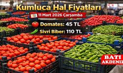 Kumluca Hal Fiyatları 11 Mart 2026 Çarşamba: Domates 45 TL, Sivri Biber 110 TL