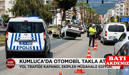 Kumluca'da Otomobil Takla Attı! Kule Kavşağı'nda Can Pazarı