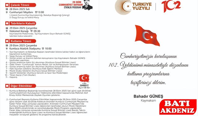 Kumluca’da Cumhuriyet’in 102’nci Yılı Coşkuyla Kutlanacak!