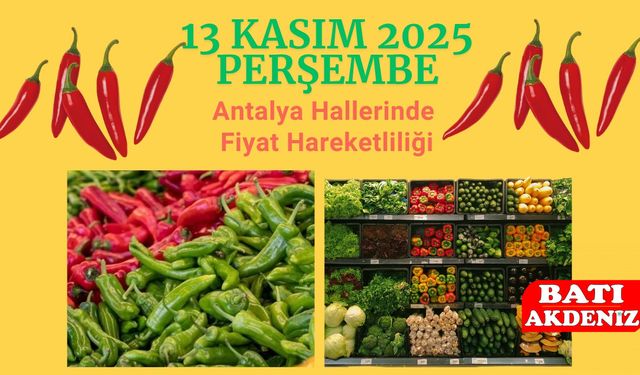 Antalya Hallerinde Fiyat Hareketliliği (13 KASIM 2025)
