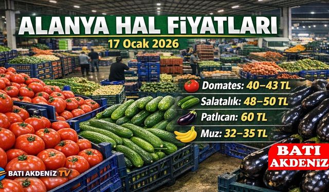 Alanya Hal Fiyatları Güncellendi (17 Ocak 2026)