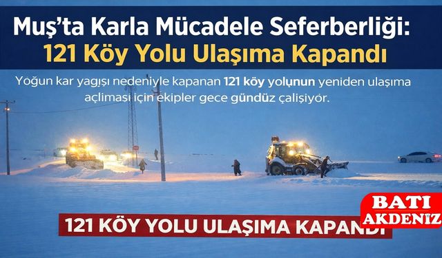 Muş’ta Yoğun Kar Yağışı Hayatı Felç Etti: 121 Köy Yolu Kapandı