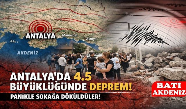 Antalya’da Akdeniz açıklarında 4.5 Büyüklüğünde Deprem meydana geldi.
