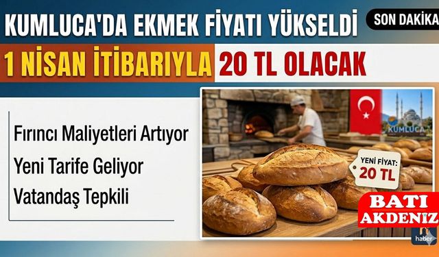 Kumluca’da Ekmek Fiyatları Katlanıyor! İşte Yeni Fiyat Listesi