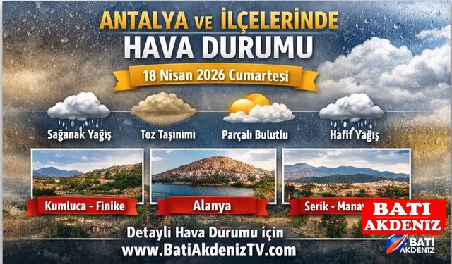 Antalya ve İlçelerinde Hava Durumu – 18 Nisan 2026 Cumartesi
