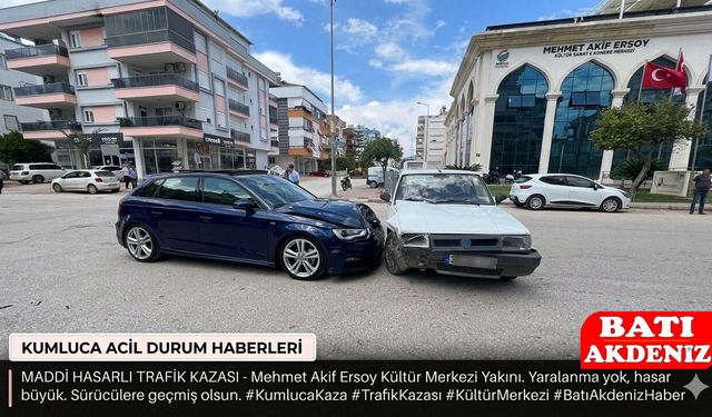 Kumluca'da maddi hasarlı kaza!