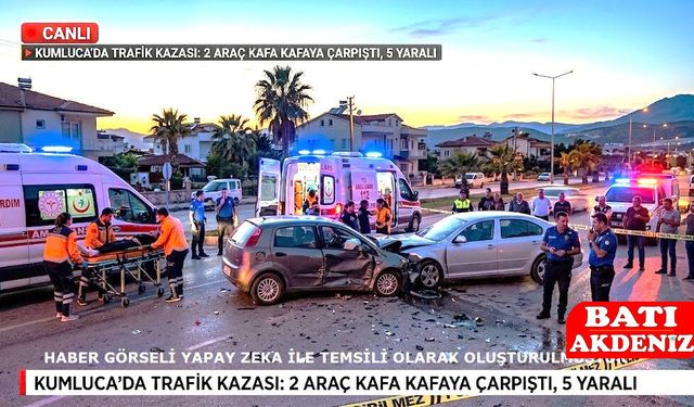 Kumluca'da Feci Trafik Kazası: 2 Araç Kafa Kafaya Çarpıştı, 5 Yaralı!
