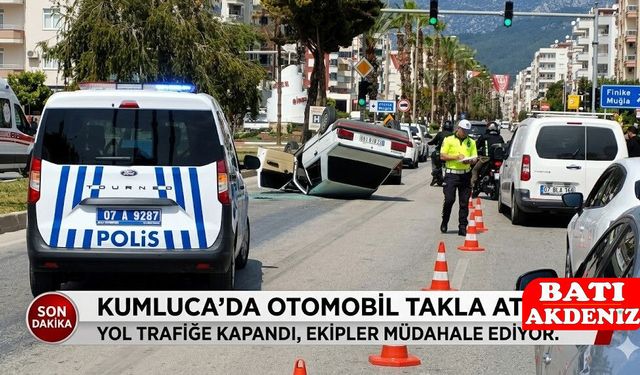 Kumluca'da Otomobil Takla Attı! Kule Kavşağı'nda Can Pazarı