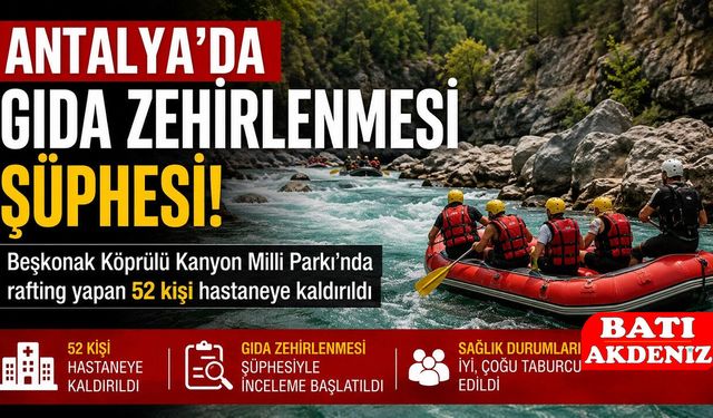 Antalya Köprülü Kanyon'da Gıda Zehirlenmesi Şüphesi: Rafting Yapan 52 Kişi Hastaneye Kaldırıldı