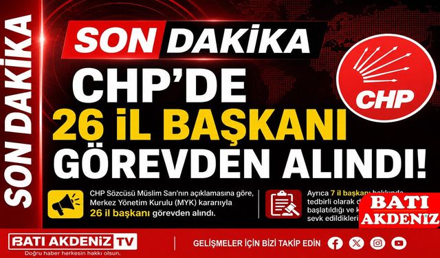 CHP'de 26 İl Başkanı Görevden Alındı, 7 İl Başkanı Disipline Sevk Edildi