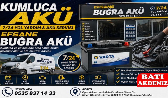 Kumluca Akü Hizmetlerinde Güvenilir Adres: Efsane Buğra Akü 7/24 Sürücülerin Yanında