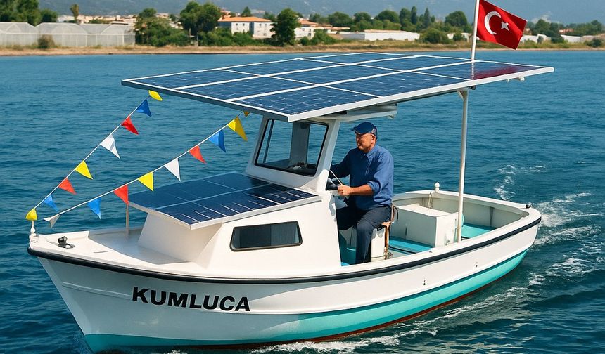 Antalya Kumluca’da Güneş Enerjisiyle Çalışan İlk Balıkçı Teknesi Denize İndi