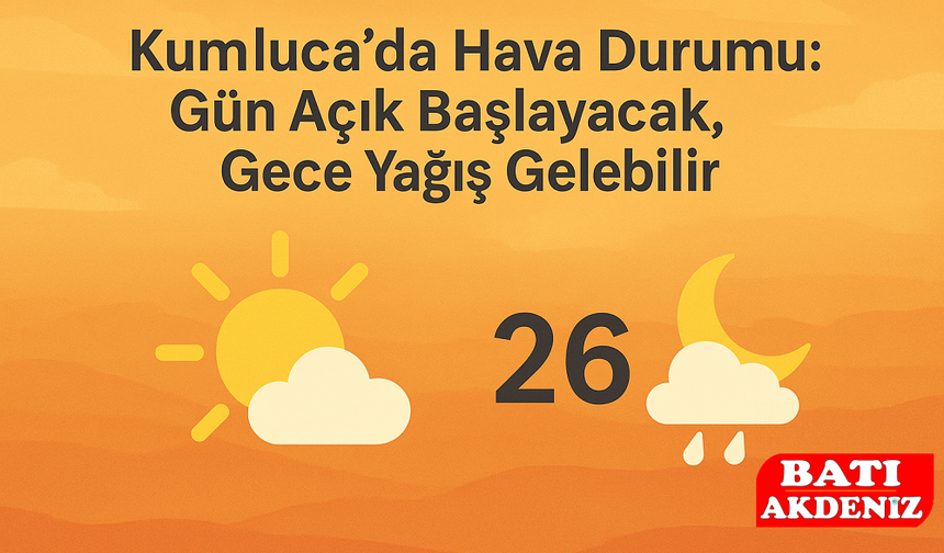 Kumluca’da Hava Durumu: Gün Açık Başlayacak, Gece Yağış Gelebilir