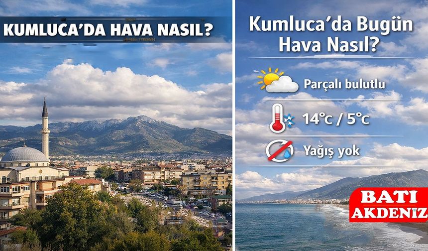Kumluca’da Bugün Parçalı Bulutlu ve Ilımlı Hava Esiyor