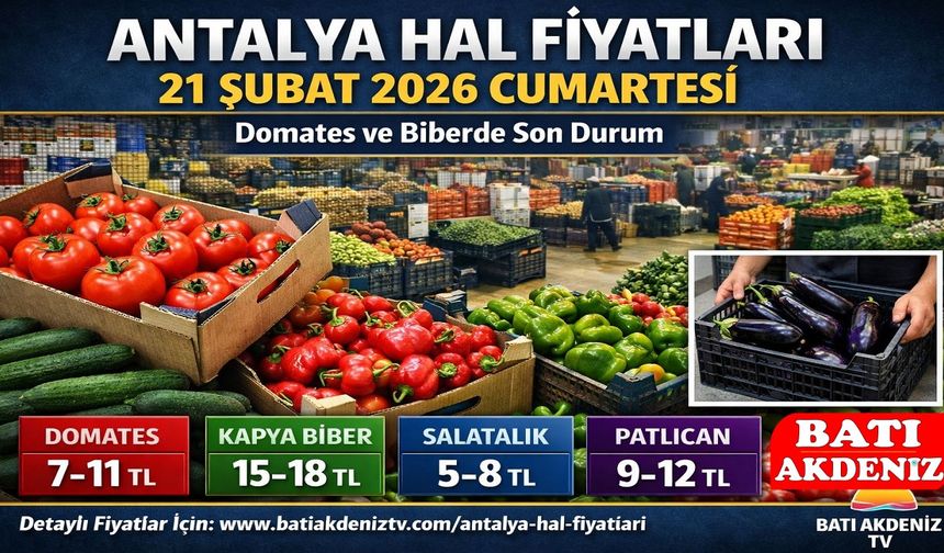 Antalya Hal Fiyatları 21 Şubat 2026 Cumartesi: Domates ve Biberde Son Durum