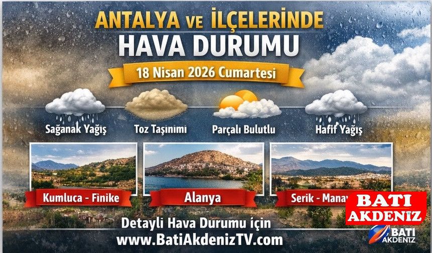 Antalya ve İlçelerinde Hava Durumu – 18 Nisan 2026 Cumartesi