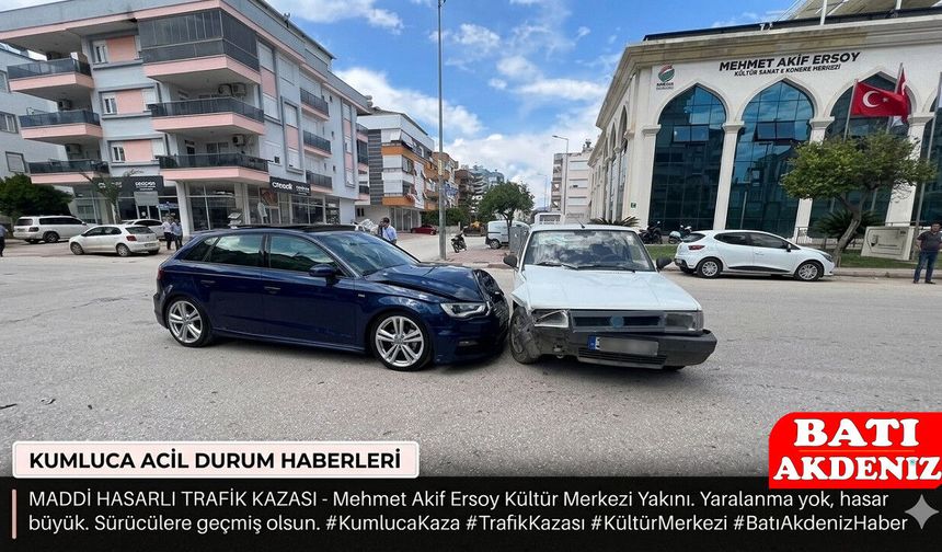 Kumluca'da maddi hasarlı kaza!