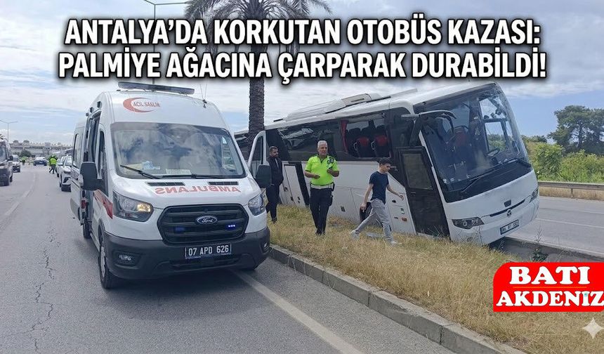 Antalya'da Korkutan Otobüs Kazası: Palmiye Ağacına Çarparak Durabildi!