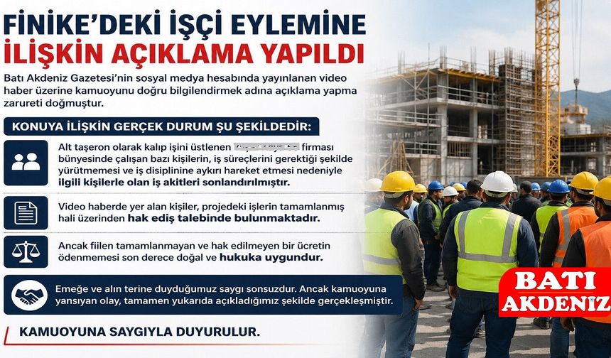 Finike’deki İşçi Eylemine İlişkin Açıklama Yapıldı