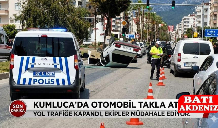 Kumluca'da Otomobil Takla Attı! Kule Kavşağı'nda Can Pazarı