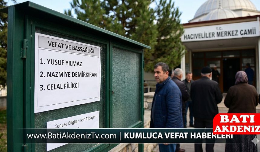 Kumluca Vefat İlanları: Yusuf Yılmaz, Nazmiye Demirkıran ve Celal Filikci Vefat Etti