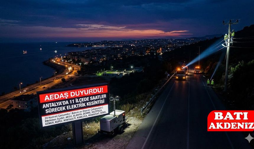 Antalya Dikkat! 24 Haziran Çarşamba Günü 11 İlçede Saatler Sürecek Elektrik Kesintisi