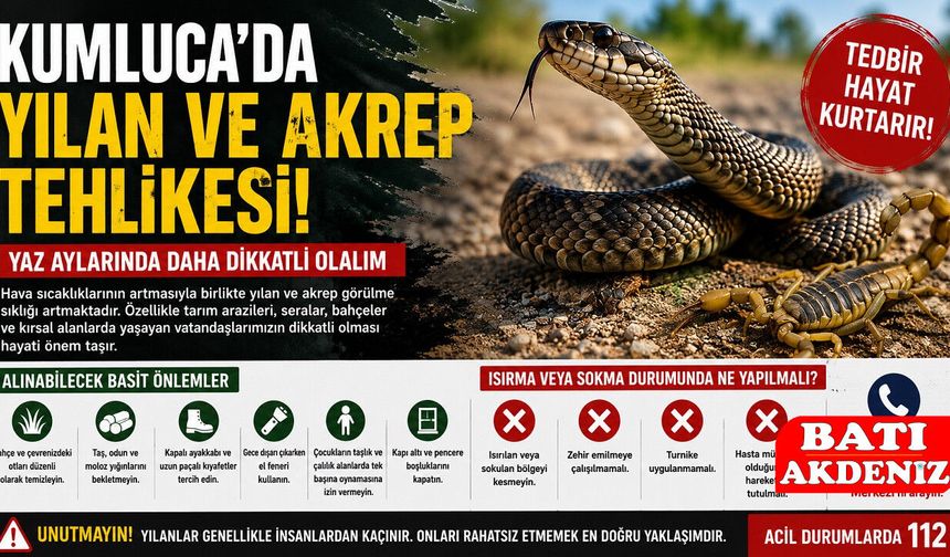 Kumluca'da Yaz Aylarında Yılan ve Akrep Tehlikesi! Uzmanlardan Hayat Kurtaran Uyarılar